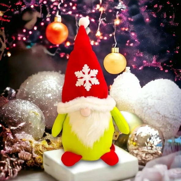 Yılbaşı Yeniyıl Dekorasyon Süsü Gnome Elf Pelüş Christmas Noel Dekorasyon Süsleri Peluş Elf Gnome Bebek LİMON YEŞİLİ