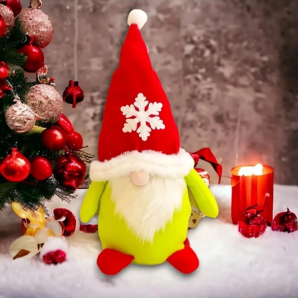 Yılbaşı Yeniyıl Dekorasyon Süsü Gnome Elf Pelüş Christmas Noel Dekorasyon Süsleri Peluş Elf Gnome Bebek LİMON YEŞİLİ - 2