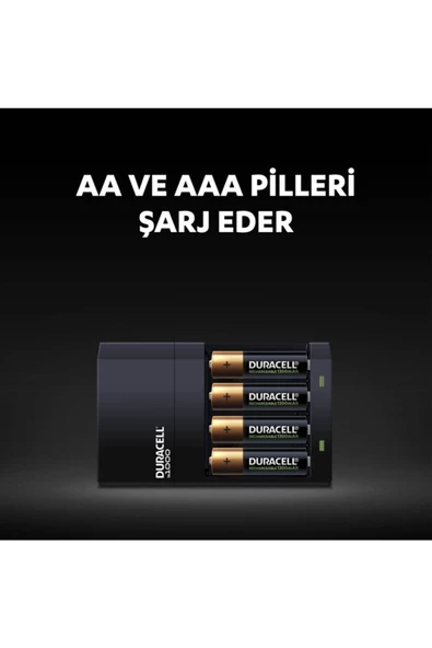 Duracell CEF14 4 Saat Pil Şarj Cihazı ( Cef 14 Şarj Aleti) + 2'şer Adet Şarj Edilebilir Aa ve Aaa Pil - 3