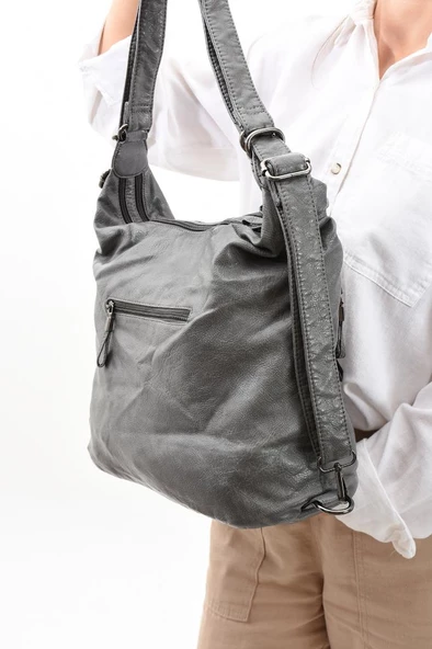Y.S.Deri Deri Kadın Omuz Postacı Çantası Sırt Çantası Fonksiyonel Kullanım 23*30 Cm Vegan Suni Deri - 9