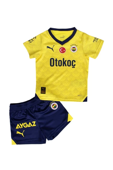 Fenerbahçe Orijinal Lisanslı 23-24 Sarı Çocuk Forma Set Hediyelik Ahşap Kutulu - 5
