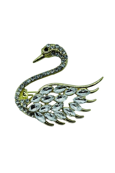 Işıltılı Kuğu Broşu - Resim 2