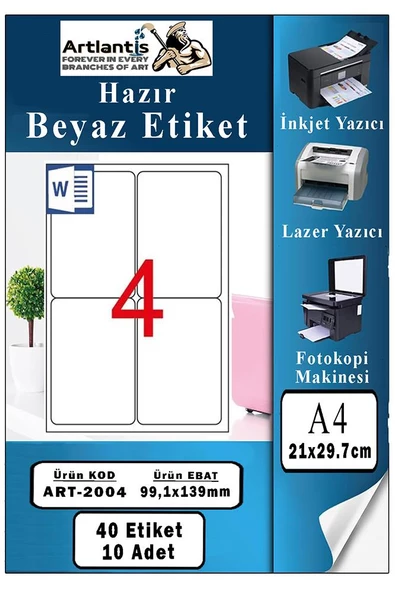 A4 Hazır Etiket 99.1x139 mm 10 Sayfa 1 Paket Kendinden Yapışkanlı Fotokopi Lazer İnkjet Kağıdı Yazıcılar İçin Uyumlu