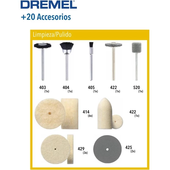 Dremel 684 Temizleme Parlatma Aksesuar Seti 20 Parça 26150684JA - 2