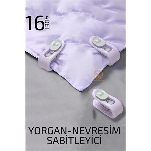 ModaCar Yorgan Çarşaf Kılıf Tutucu 16 Adet Klips LİLA