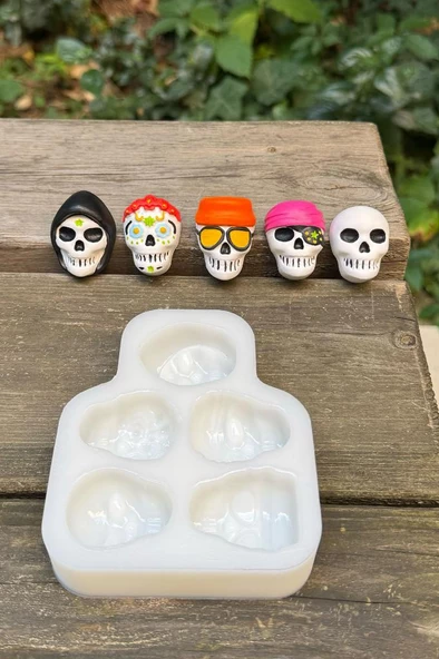Kuru Kafa Beşli Silikon Mum Kalıbı - Resim 5