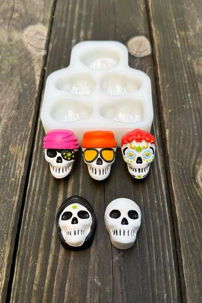 Kuru Kafa Beşli Silikon Mum Kalıbı - Resim 3