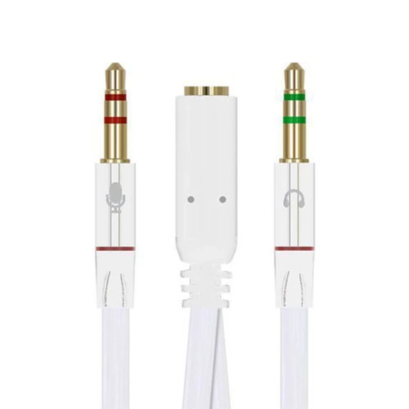 POWERMASTER PM-1444 3.5 MM STEREO DİŞİX2 STEREO ERKEK KULAKLIK MİKROFON HOPARLÖR AYIRICI 20 CM KABLO - 3