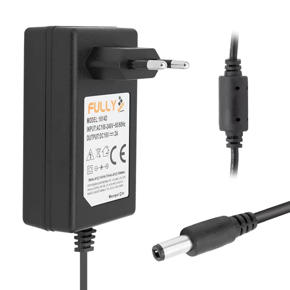 FULLY O-1614D 16 VOLT - 2 AMPER 5.5*2.5 UÇ POWER JACKLI SANTRAL ADAPTÖRÜ