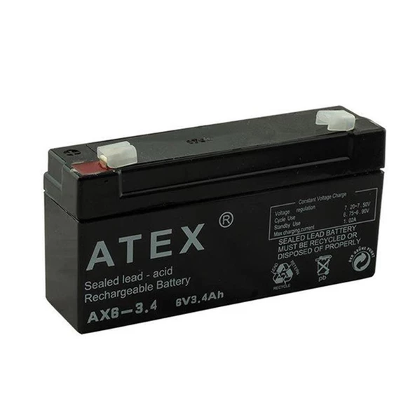 AKÜ 6V 3.4A YATIK (12.5X6X3CM) ATEX AX6-3.4