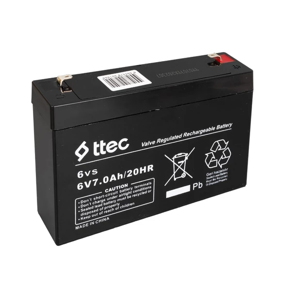 TTEC 6 VOLT 7 AMPER KURU AKÜ (151X35X94MM) ürün görseli 1