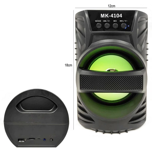 CMİK MK-4104 Müzik Kutusu Şarjlı Bluetooth Usb Sd Aux Fm Ledli