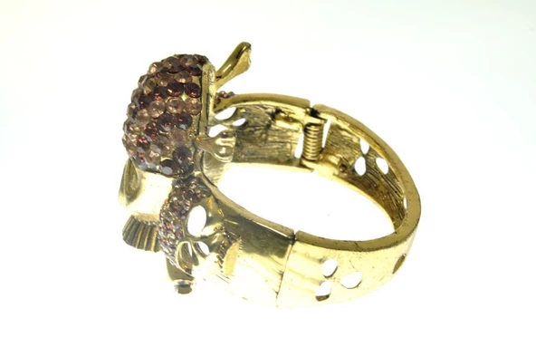 Hdmarketim Otantik Swarovski Taşlı Kurukafa Kelepçe Metal Bileklik 5489 - 2