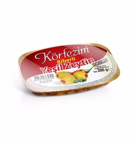 KÖRFEZİM BİBERLİ YEŞİL ZEYTİN 200GR