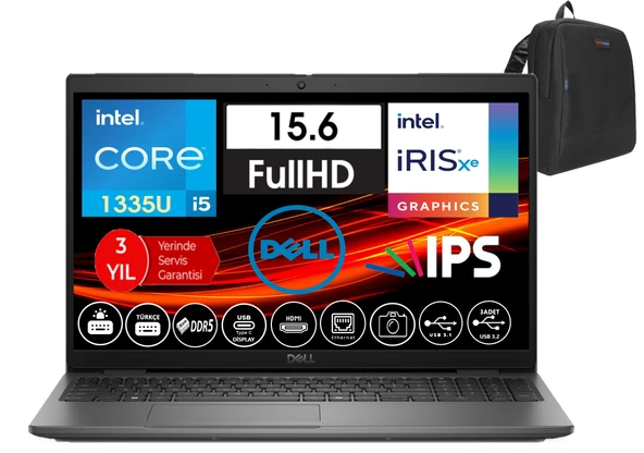 Dell Latitude 3550 Intel Core I5 1335U 96GB Ddr5 2tb SSD 15.6" Fhd IPS WINDOWS11PRO Taşınabilir Bilgisayar WN012L54501449+ZETTAÇANTA ürün görseli