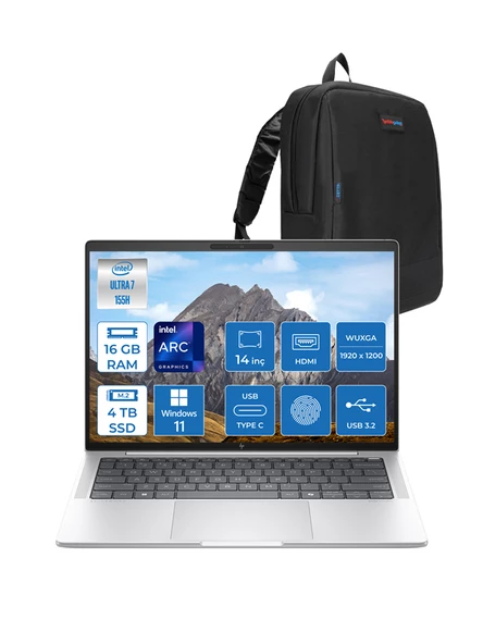 Hp Elitebook 1040 G11 Ultra 7 155H 16GB LPDDR5X 4tb SSD 14" IPS 400NIT Wuxga Windows 11 Pro Taşınabilir Bilgisayar P8A4W3EAWP04 + Zettaçanta