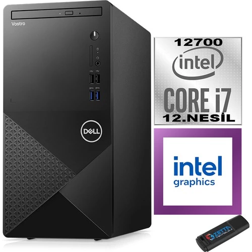 Dell Vostro 3910 mt Intel Core I7 12700 24GB 256GB SSD 23.8" Fhd Ubuntu Intel® UHD Graphics 770 Masaüstü Bilgisayar 23N3910EMEAU11 + Zetta USB Bellek - 2
