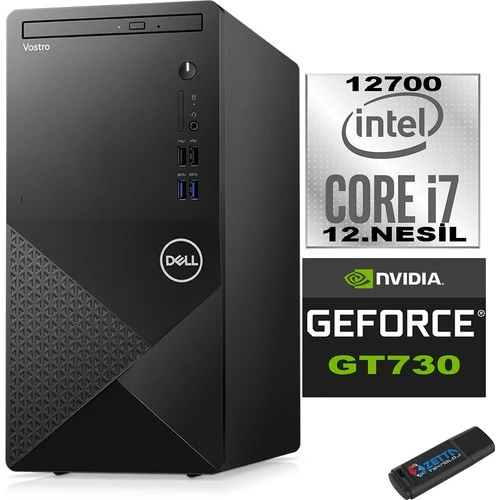 Dell Vostro 3910 mt Intel Core I7 12700 48GB 2tb SSD 23.8" Fhd Ubuntu Nvidia GT730-4GB Masaüstü Bilgisayar 23N3910GT730U24 + Zetta USB Bellek - 2