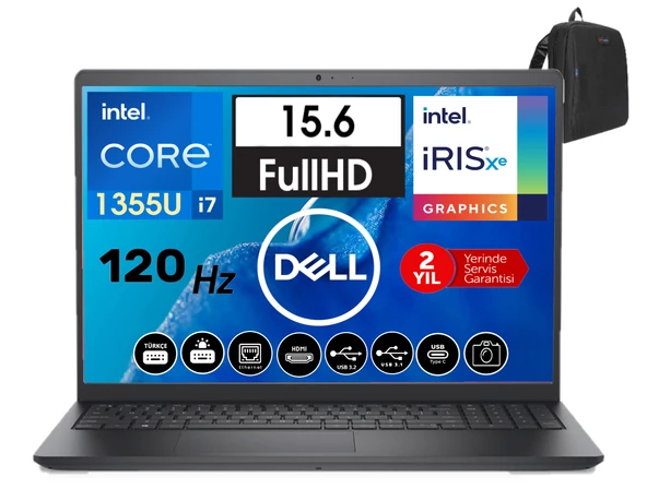 Dell Vostro 3530 Intel Core İ7-1355U 16GB 256GB SSD Fhd 15.6" 120HZ W11HOME Taşınabilir Bilgisayar WN1601PVNB353026+ZETTAÇANTA