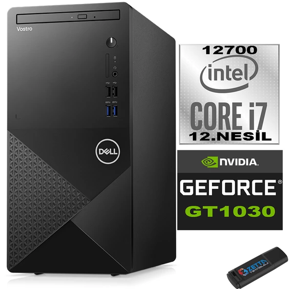 Dell Vostro 3910 mt Intel Core I7 12700 16GB 4tb SSD Windows 11 Home Nvidia GT1030-4GB Masaüstü Bilgisayar N3910GT1030H10 + Zetta USB Bellek