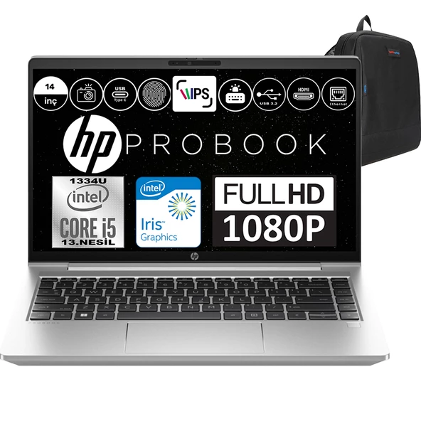 Hp Probook 440 G10 Intel Core I5 1334U 32GB 1tb SSD Intel® Iris® Xᵉ Windows 11 Pro 14" Fhd Taşınabilir Bilgisayar 9B9F8EAP11 + Weblegelsin Çanta