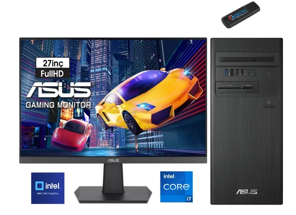 Asus S500TE-I7161TBB0D Intel I7-13700 32GB 512GB SSD Freedos 27" Monitör Masaüstü Blgisayar G1S500TE-I7161TBB0D12+ZETTAUSBBELLEK