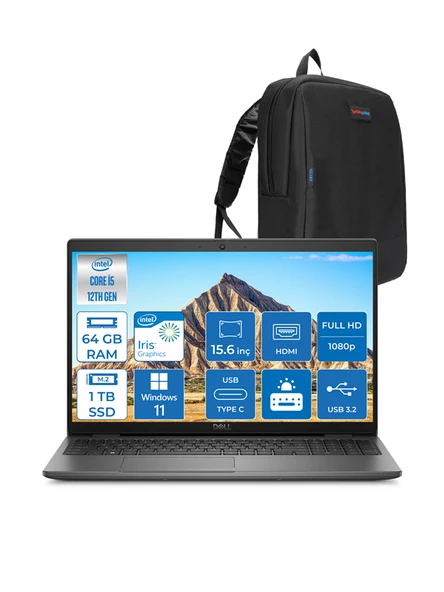 Dell Latitude 3540 Intel Core I5 1235U 64GB 1tb SSD 15.6 IPS Fhd Windows 11 Home DN049L354015WH13 + Zetta Çanta ürün görseli