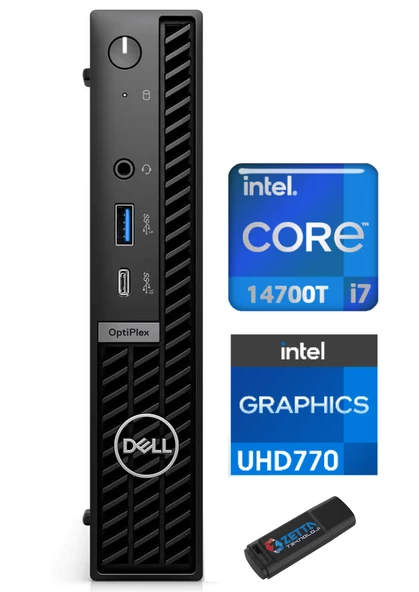 Dell Pc Optıplex 7020MFF Intel Core İ7-14700T 96GB Ddr5 256GB SSD WINDOWS11HOME Mini Masaüstü Bilgisayar N014O7020MFF56+ZETTAUSBBELLEK