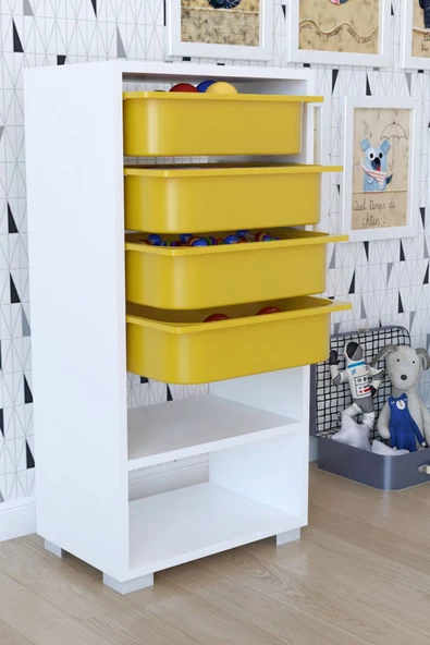 Remaks Mutfak Dolabı 4 Sepetli  Çok Amaçlı Dolap - Sarı