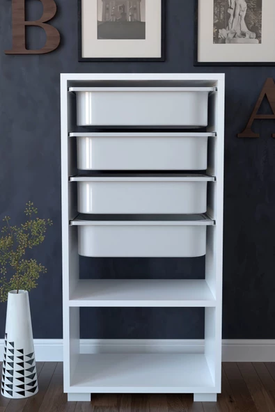 Remaks 4 Sepetli Çok Amaçlı Dolap Sebzelik Mutfak Dolabı - Beyaz - 2