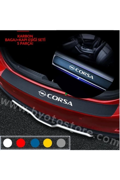 Opel Corsa Için Karbon Bagaj Ve Kapı Eşiği Sticker Seti