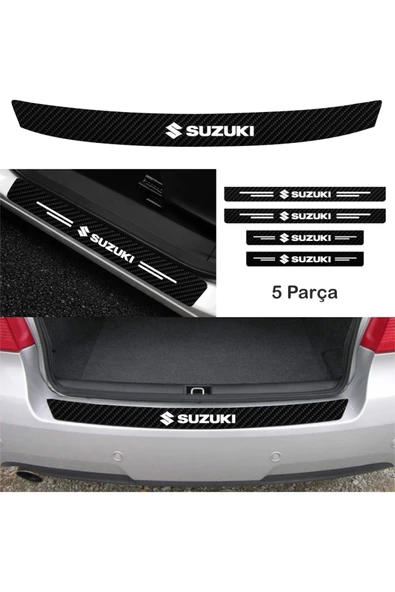 Suzuki Baleno İçin yeni uyumlu Aksesuar Oto Bağaj Ve Kapı Eşiği Sticker Set Karbon