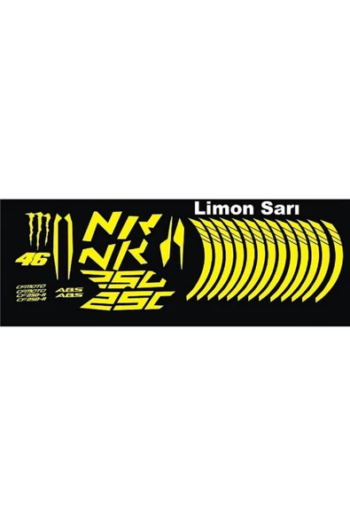 Özel Tasarım Motorsiklet Ön/Arka Takım Jant Şeridi Sticker Set Uyumlu Cf Nk 250 SARI