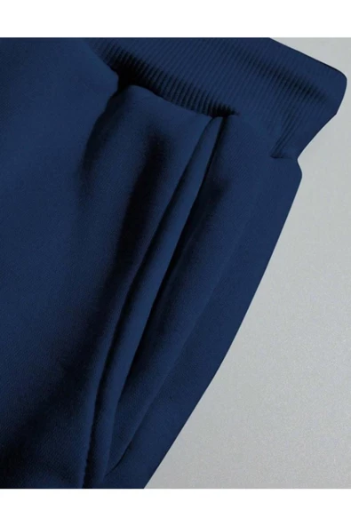 Erkek Dikey Baskılı Oversize Bisiklet Yaka Eşofman Takımı - 6