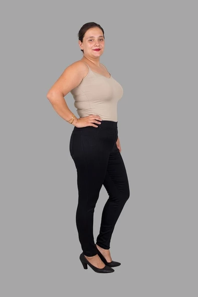 Büyük Beden Likralı Slim Fit Modeli Kot Siyah - 4