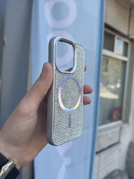 İphone 14 Kılıf Diamont MagSafe Hologramlı Kapak - Resim 12