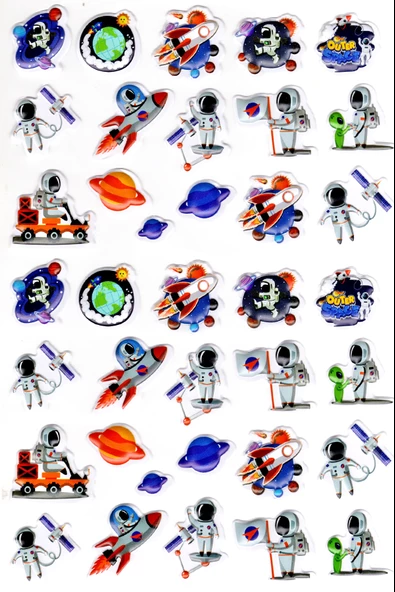 Sticker Kabartmalı A4 Boyutunda Stiker Defter, Planlayıcı Etiket-(lim538) - Astronot