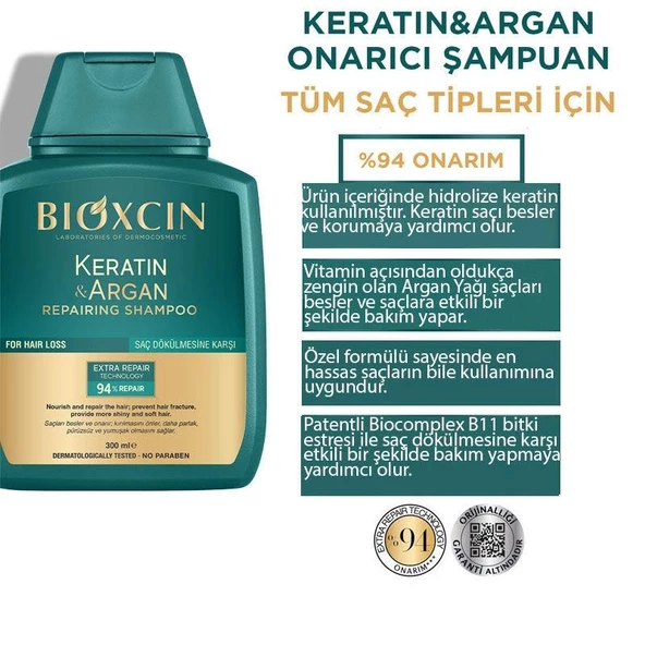Bioxcin Keratin & Argan Onarıcı Şampuan 300 Ml 3 Al 2 Öde - Resim 3