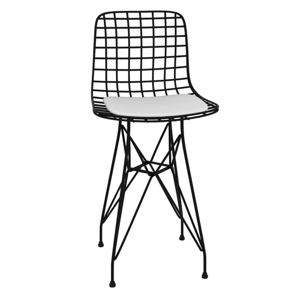 Knsz ufak boy tel bar sandalyesi 1 li uslu syhbyz 55 cm oturma yüksekliği mutfak bahçe cafe ofis - Resim 2