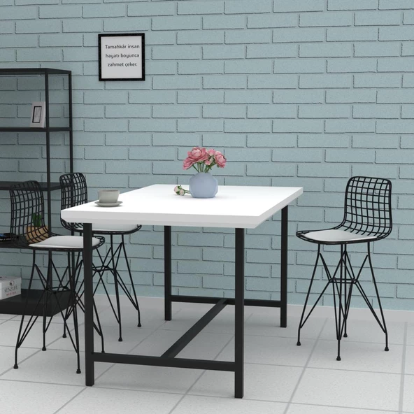 Knsz ufak boy tel bar sandalyesi 1 li uslu syhbyz 55 cm oturma yüksekliği mutfak bahçe cafe ofis - Resim 3