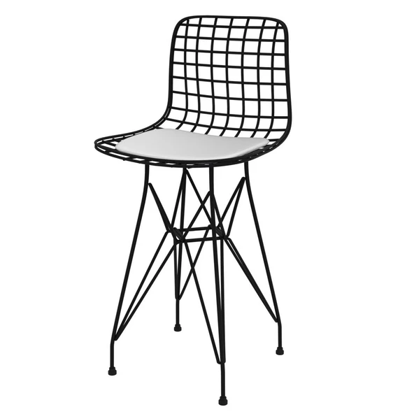 Knsz ufak boy tel bar sandalyesi 1 li uslu syhbyz 55 cm oturma yüksekliği mutfak bahçe cafe ofis ürün görseli