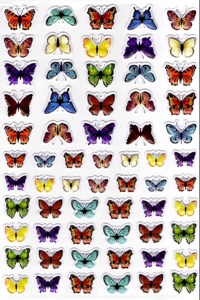 Sticker Kabartmalı A4 Boyutunda Stiker Defter, Planlayıcı Etiket-(lim542) - Renkli Kelebek
