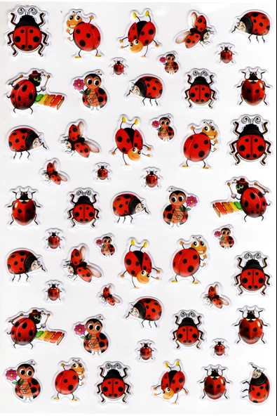 Sticker Kabartmalı A4 Boyutunda Stiker Defter, Planlayıcı Etiket-(lim544) - Uğur Böceği Ladybug ürün görseli 1