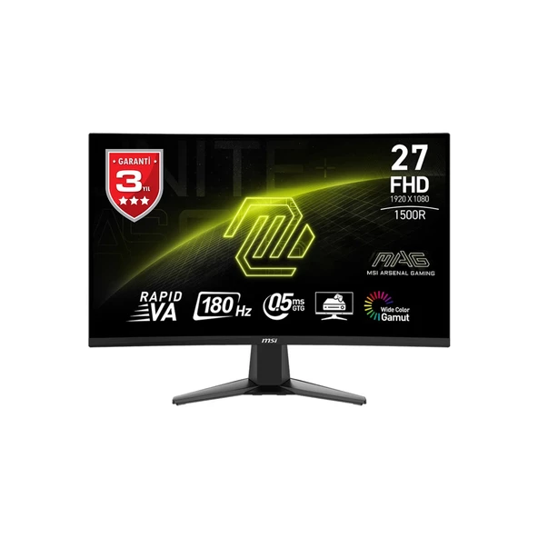 Msı Mag 27C6F 27" 180HZ 1ms Adaptıve-Sync 1920X1080 (Fhd) 16:9 Curve 1500R Rapıd Va Gamıng Monıtor