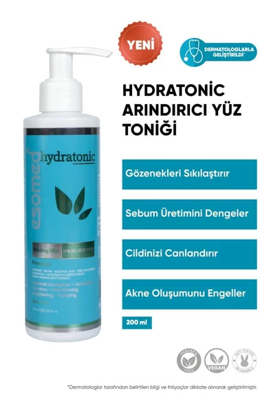 Esomed Hydratonic Arındırıcı, Gözenek Sıkılaştırıcı, Yağ Dengeleyici ve Canlandırıcı Yüz Toniği 200 ml