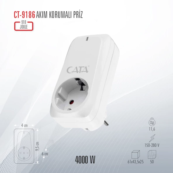 CATA CT-9186 AKIM KORUMALI PRİZ