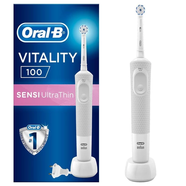 Oral-B Vitality D100 Box Beyaz Şarj Edilebilir Diş Fırçası Sensi Ultrathin