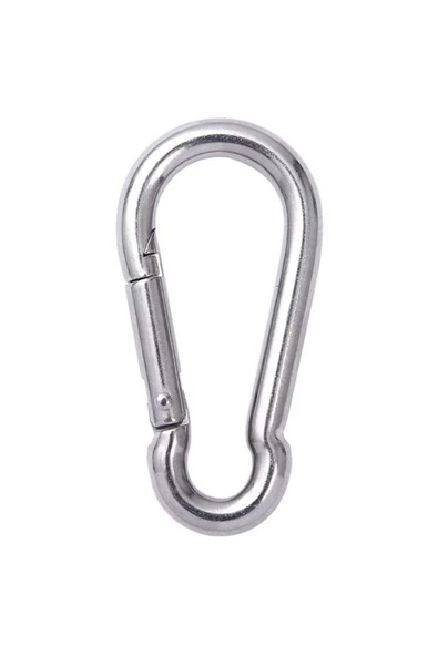 Düz Yaylı Karabina Kanca - 8x80 mm (1 Adet) - Dağcılık, Kamp, Güvenlik, Emniyet, Anahtarlık - 12