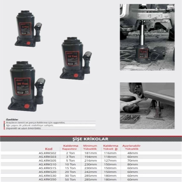 Astor Hidrolik Şişe Kriko 3 Ton AS.KRKS03 - 2