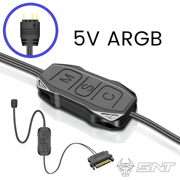 SNT ARGB Denetleyici  5v 3pin SATA  Güç Beslemeli 1 Port